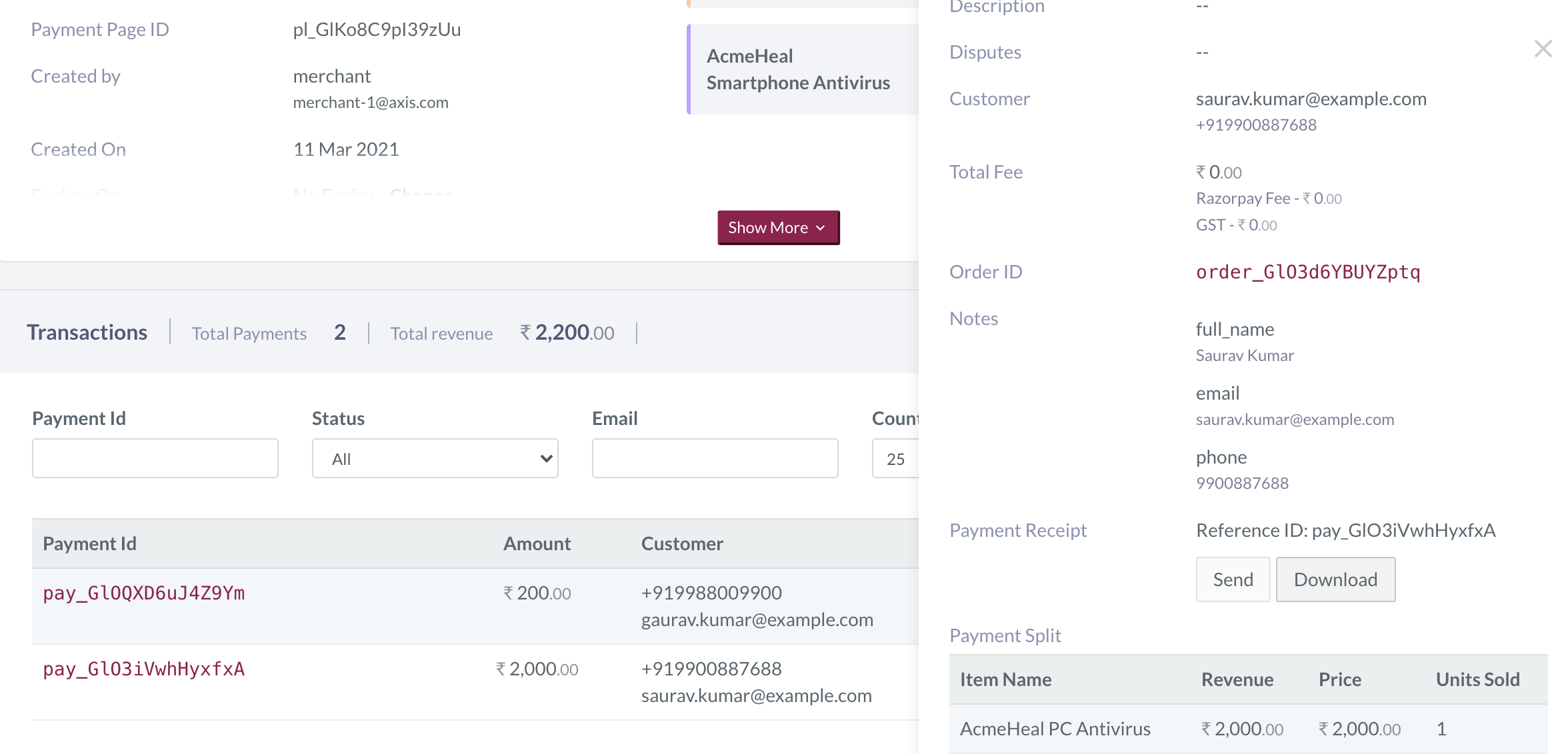 Configure Payment Pages Receipt