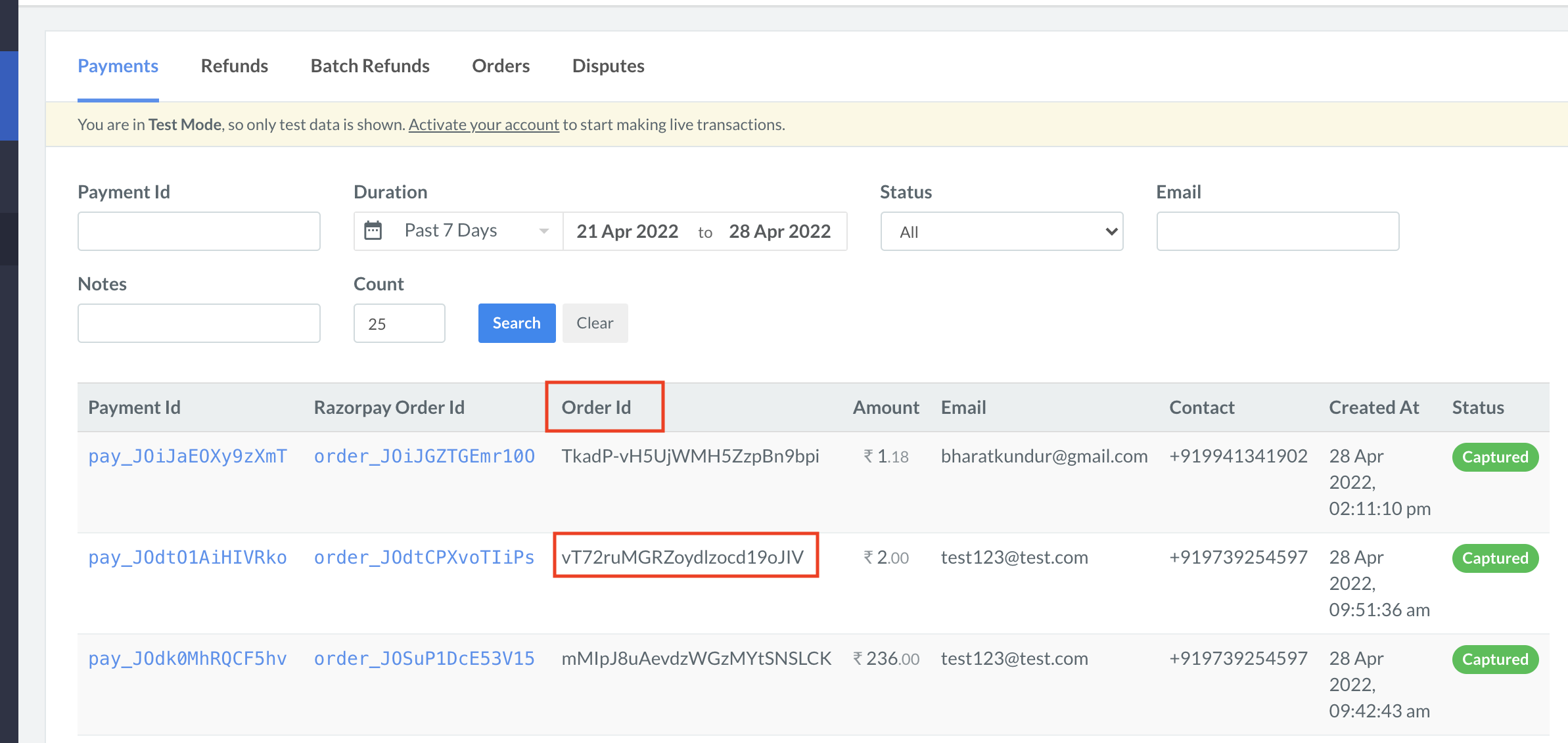Reconcile Shopify Orders on Razorpay Dashboard