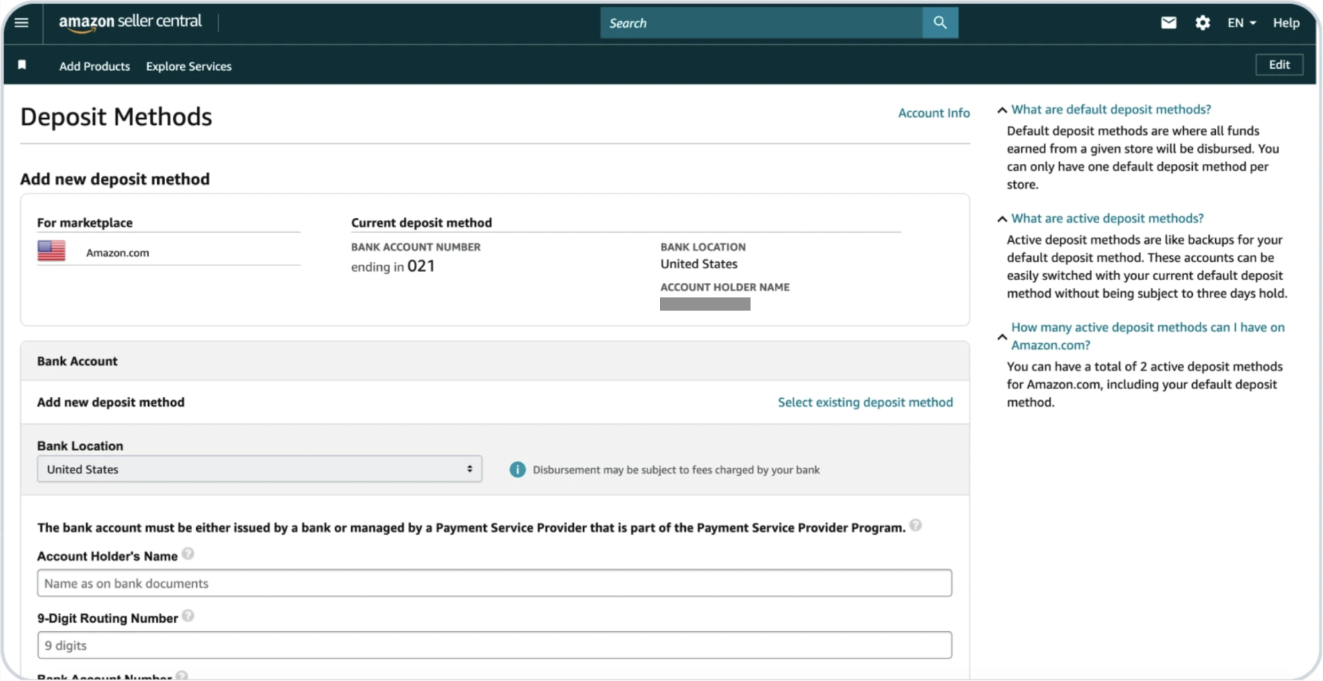 Amazon Deposit Methods