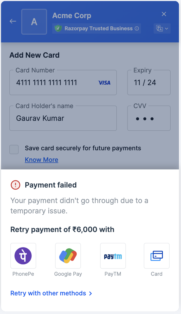 checkout retry flow
