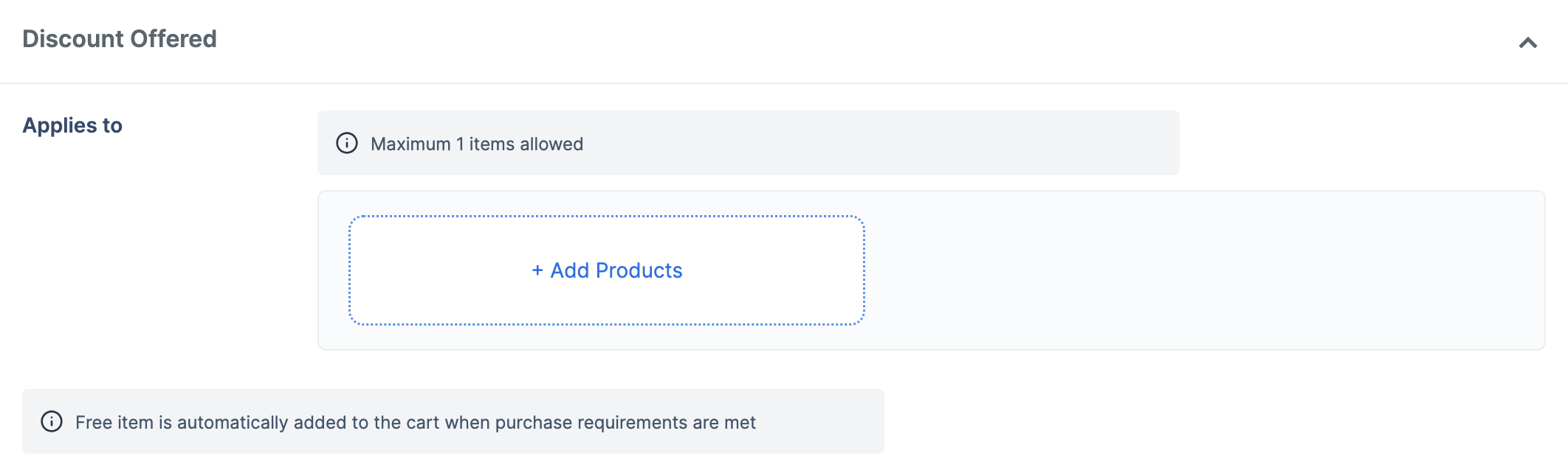 Select a product to offer free item discount