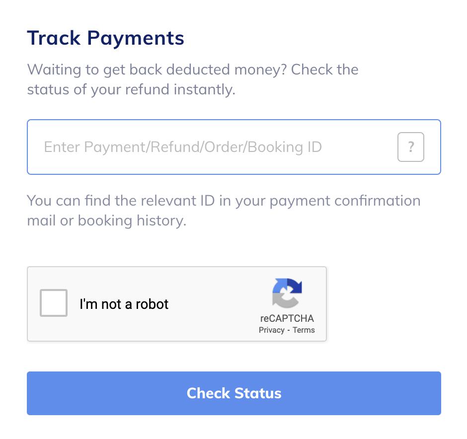 Refund Id tracking - Track Payments form