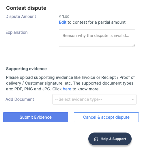 edit amount dispute