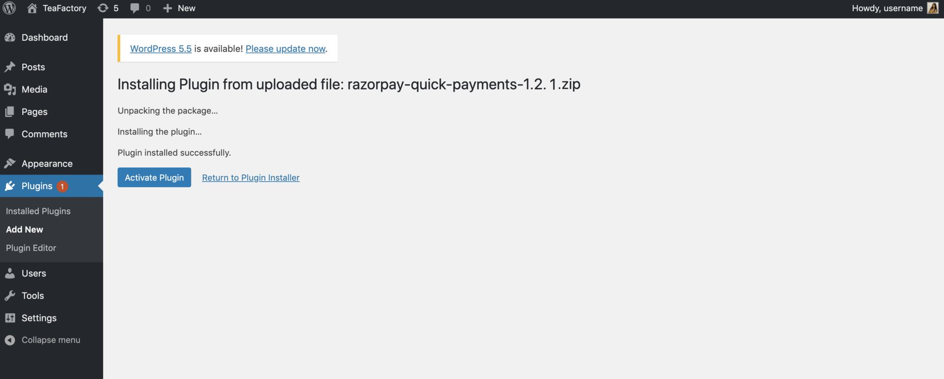 Activate plugin