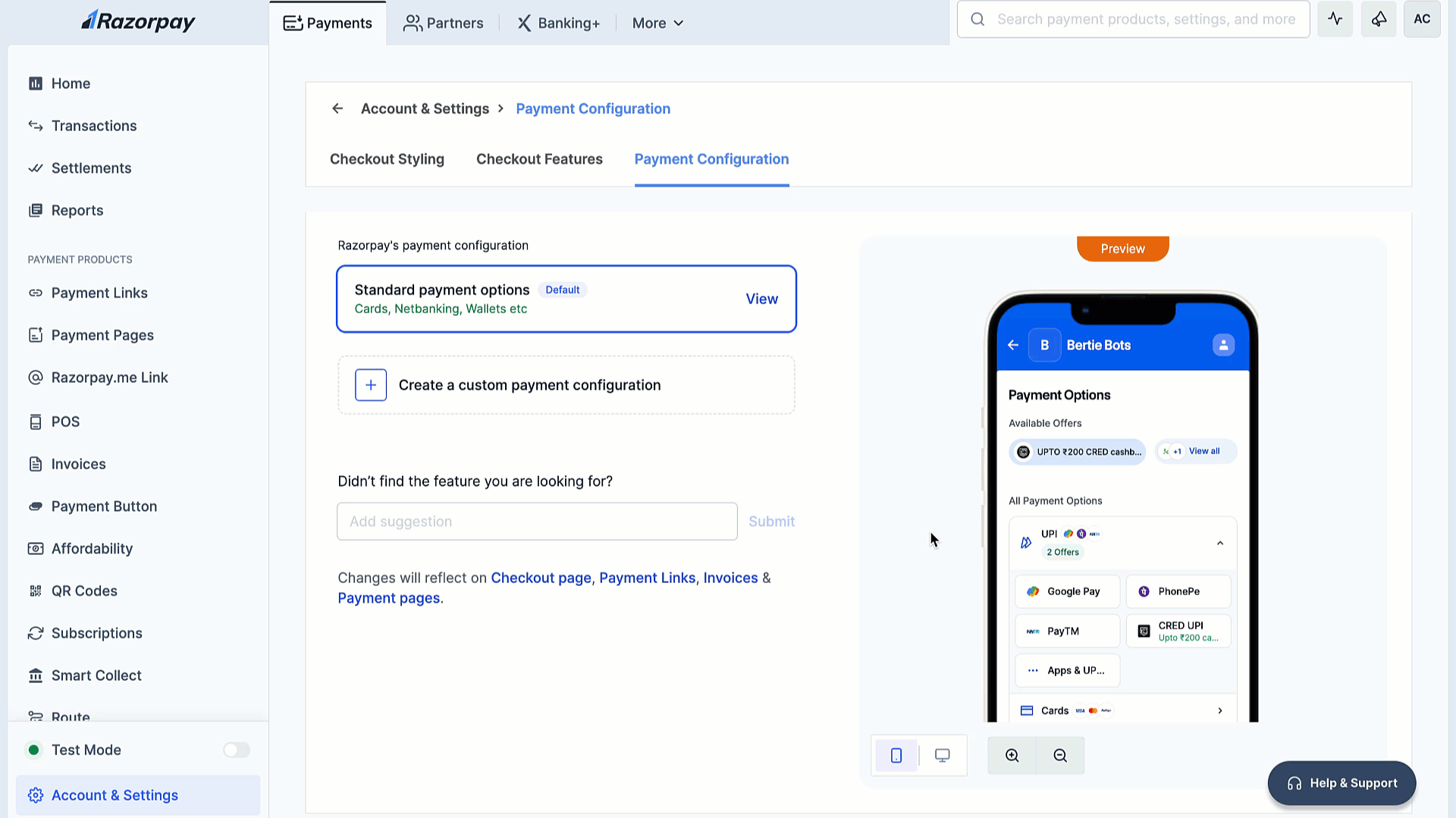 Create custom config on Dashboard