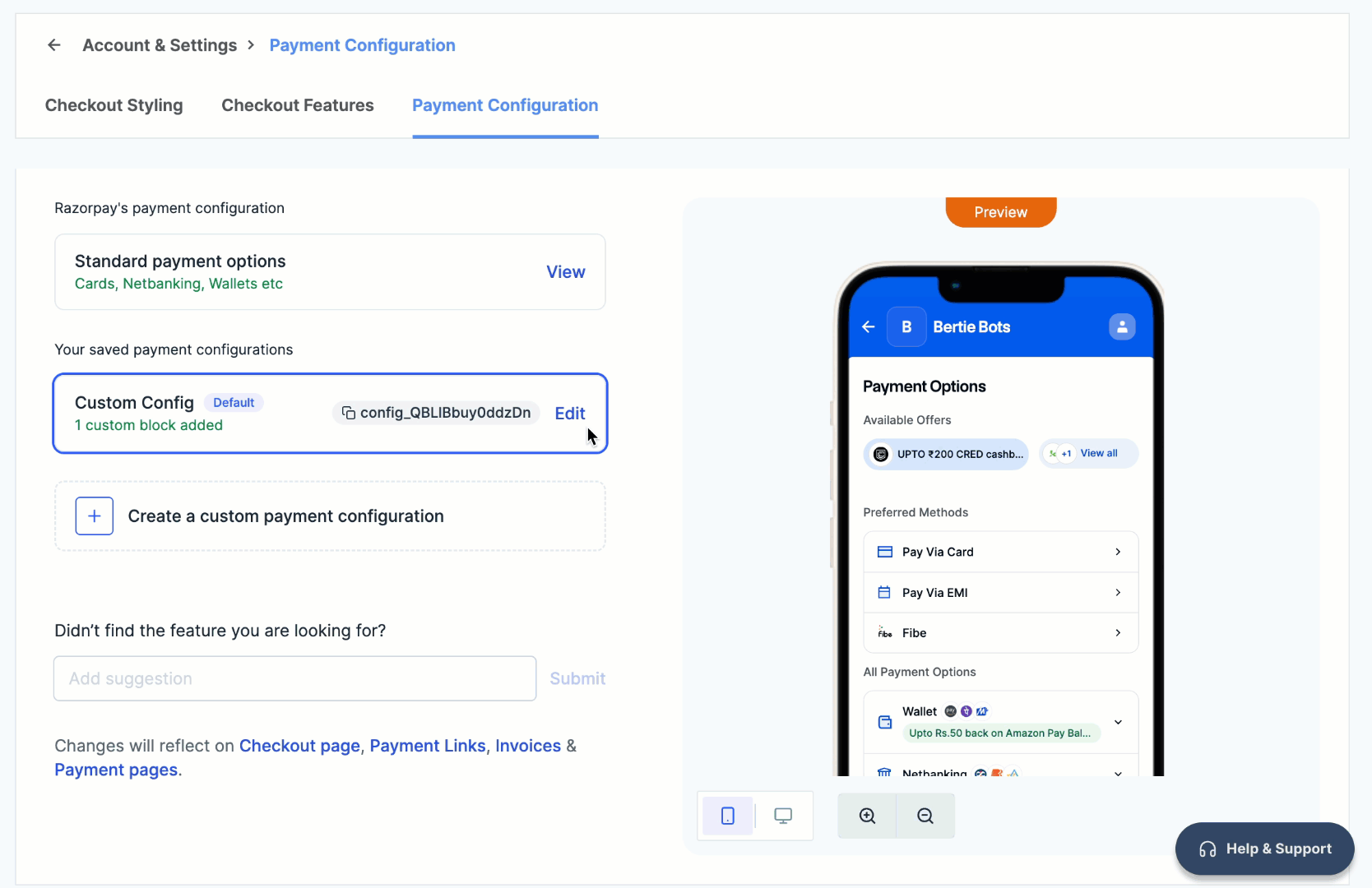 Configure UPI payment option