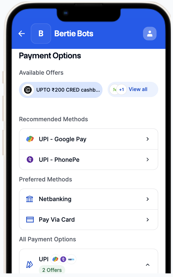 Payment options order on checkout