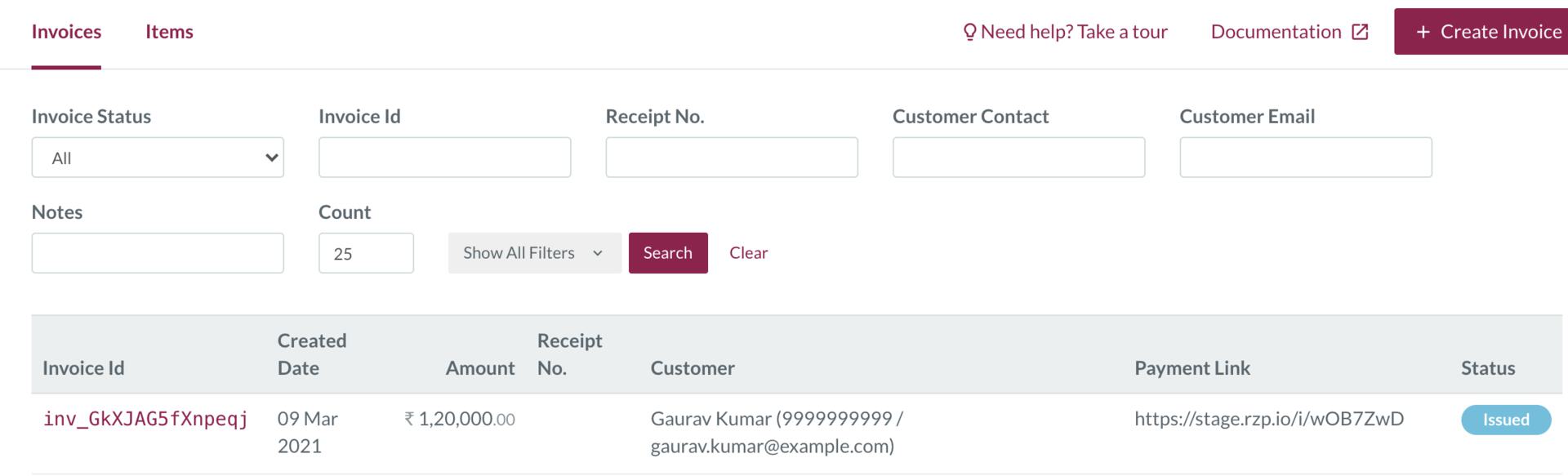 Invoice List