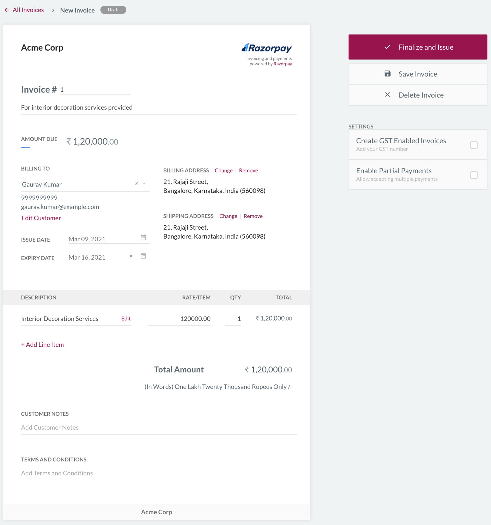 Invoice Creation