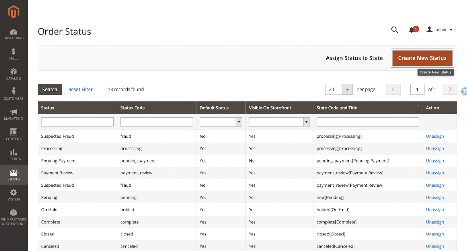 Magento Create new status on Admin Dashboard