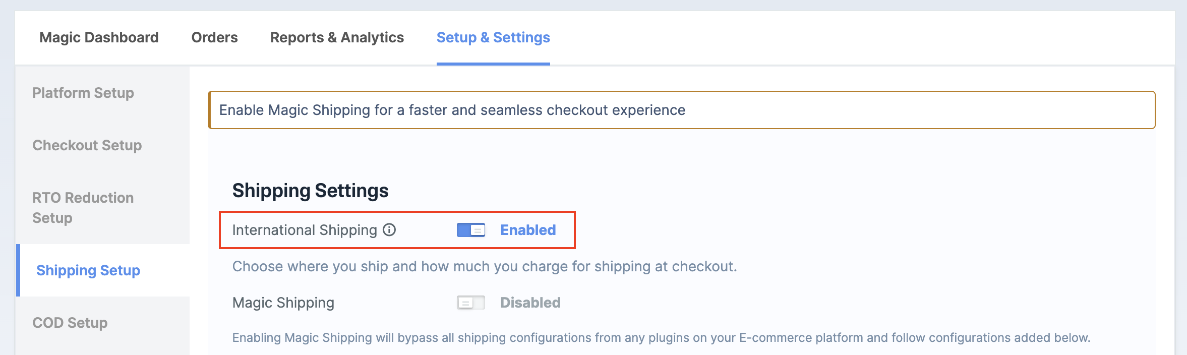 International shipping