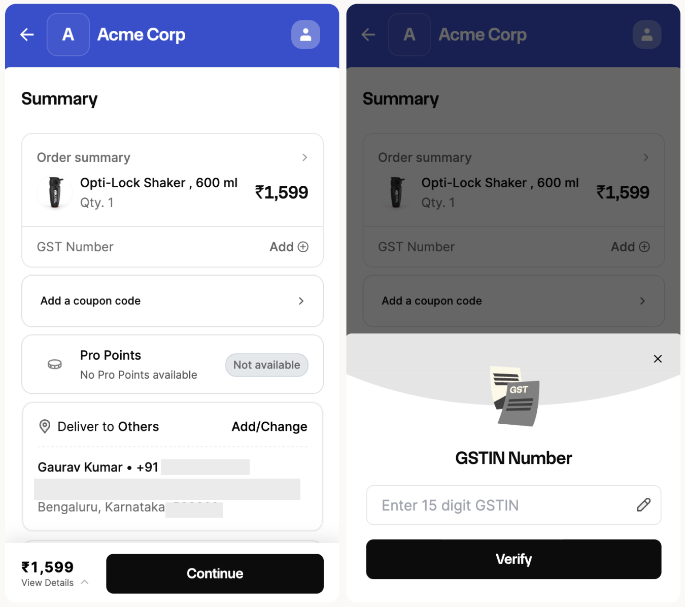 GSTIN on checkout