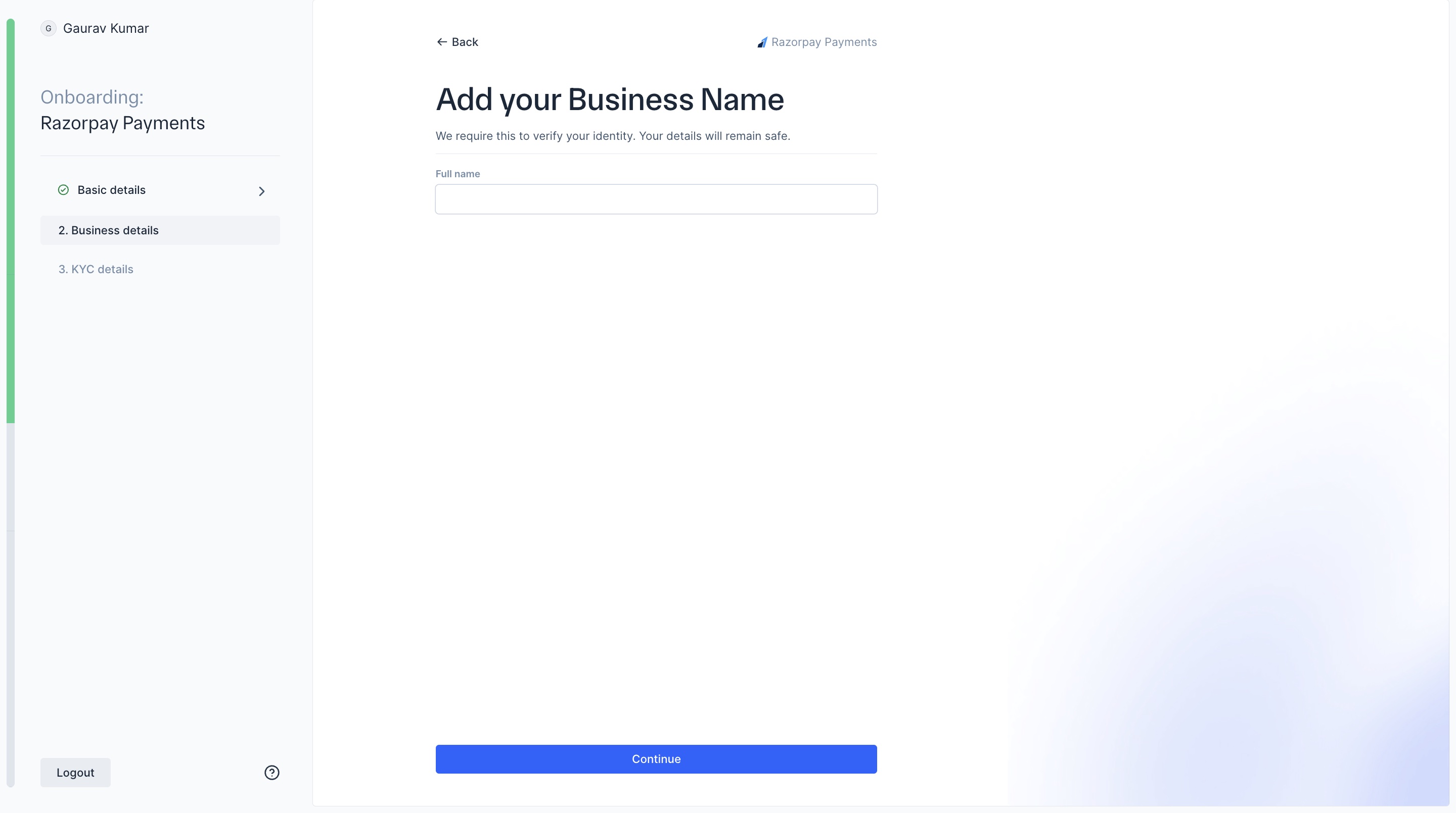 Enter business full name