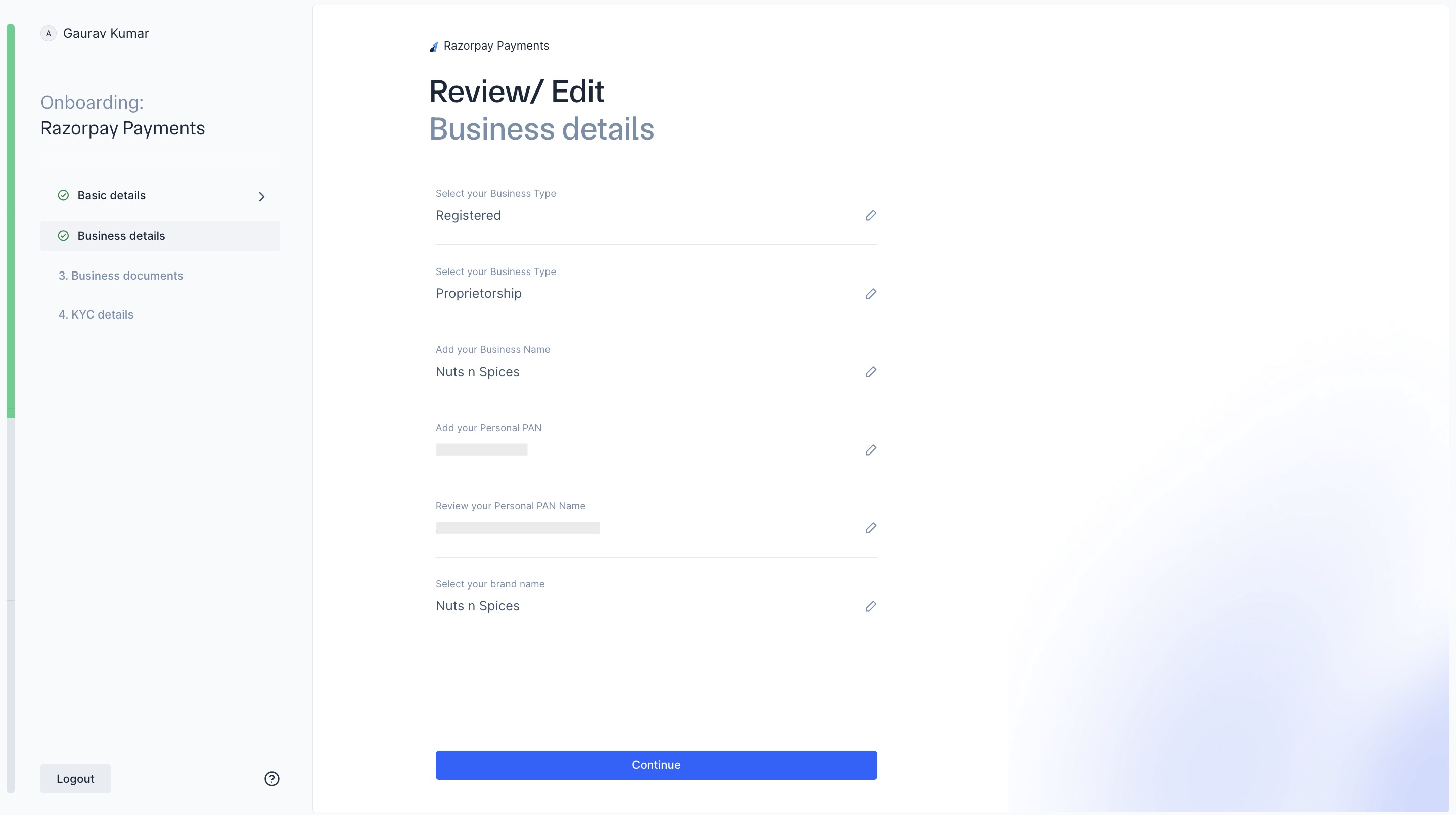 Review business details - Registered