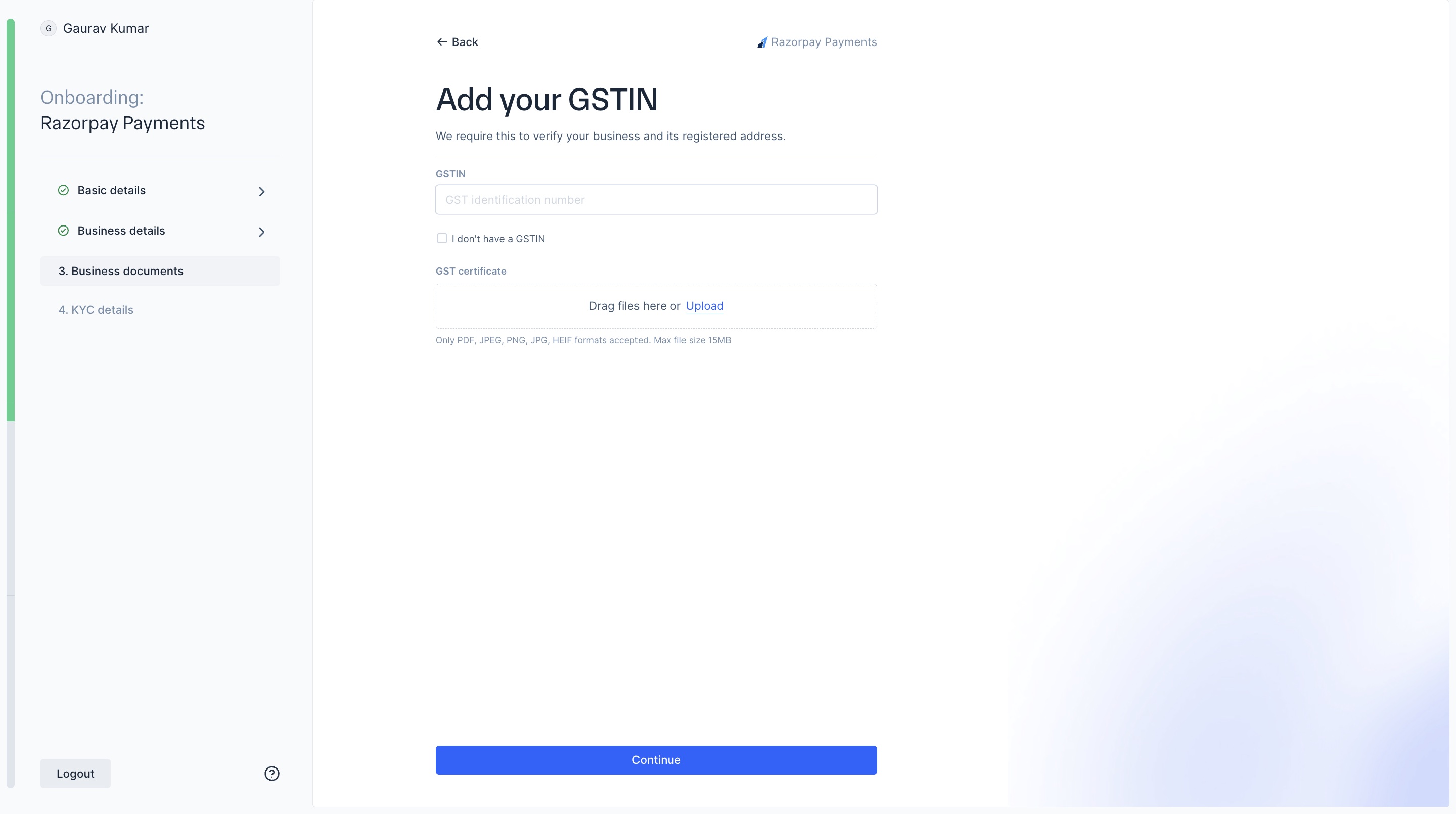 Enter GSTIN
