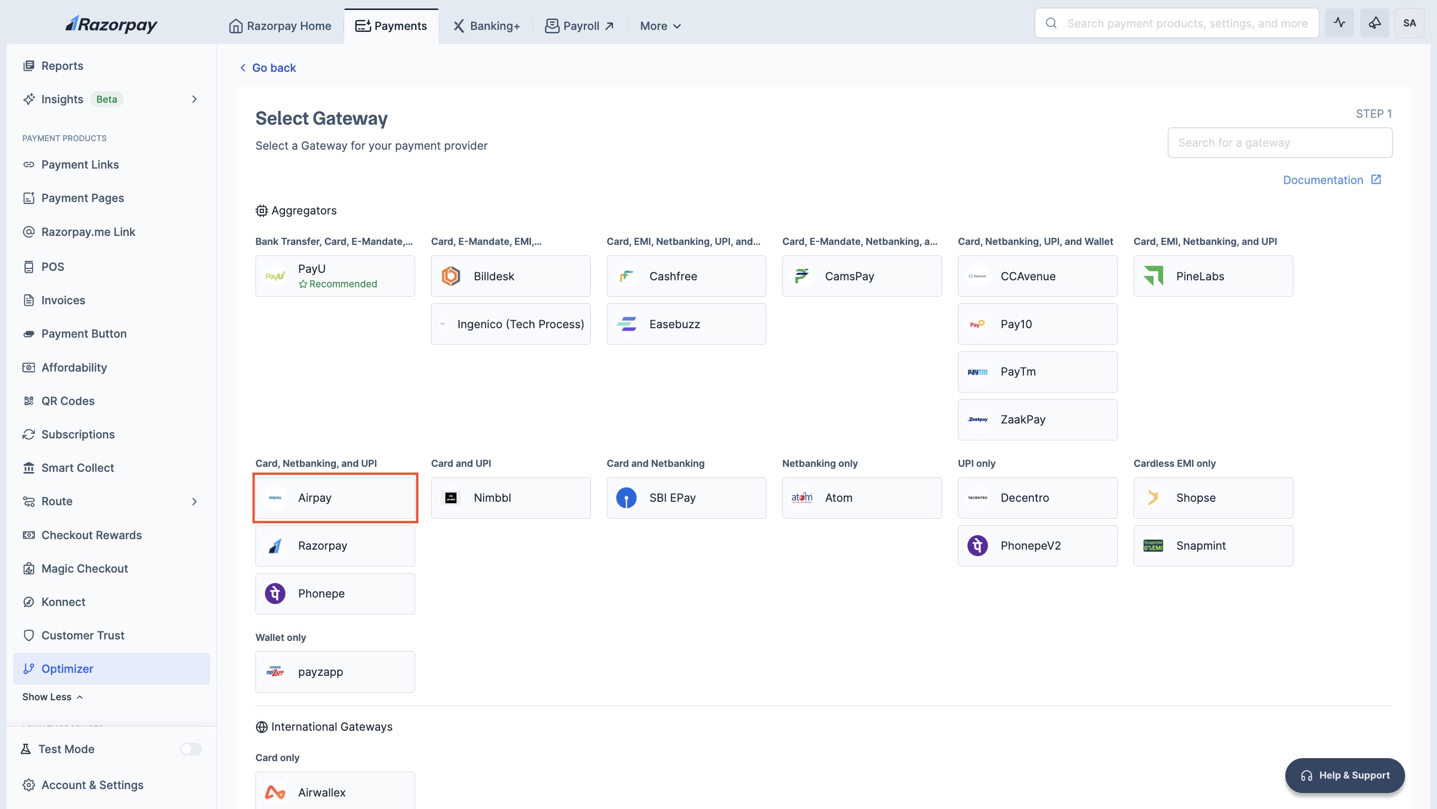 Add Airpay payment provider in Razorpay