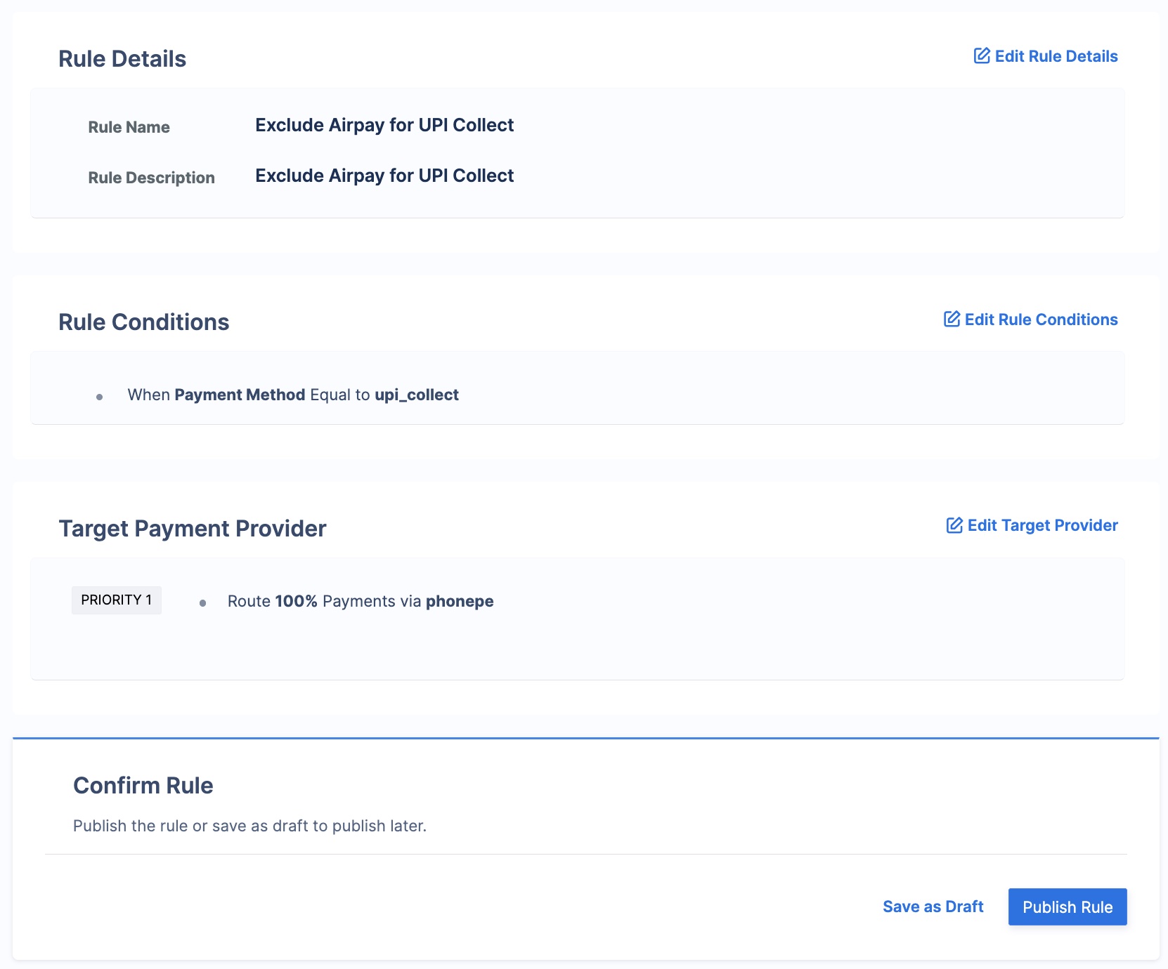 Configure rule to exclude Airpay for UPI Collect payments in Razorpay Optimizer