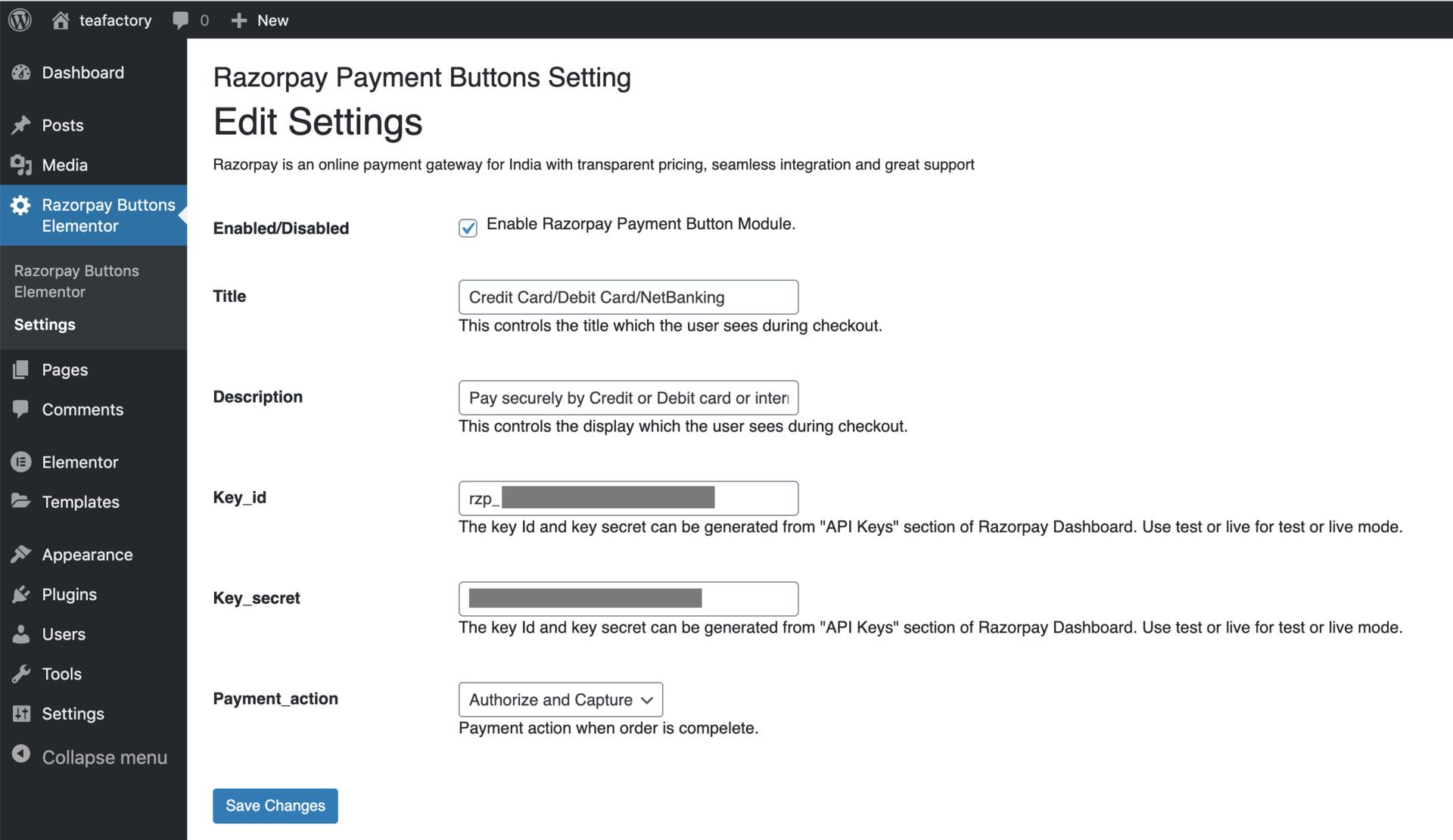 Add Razorpay API Key
