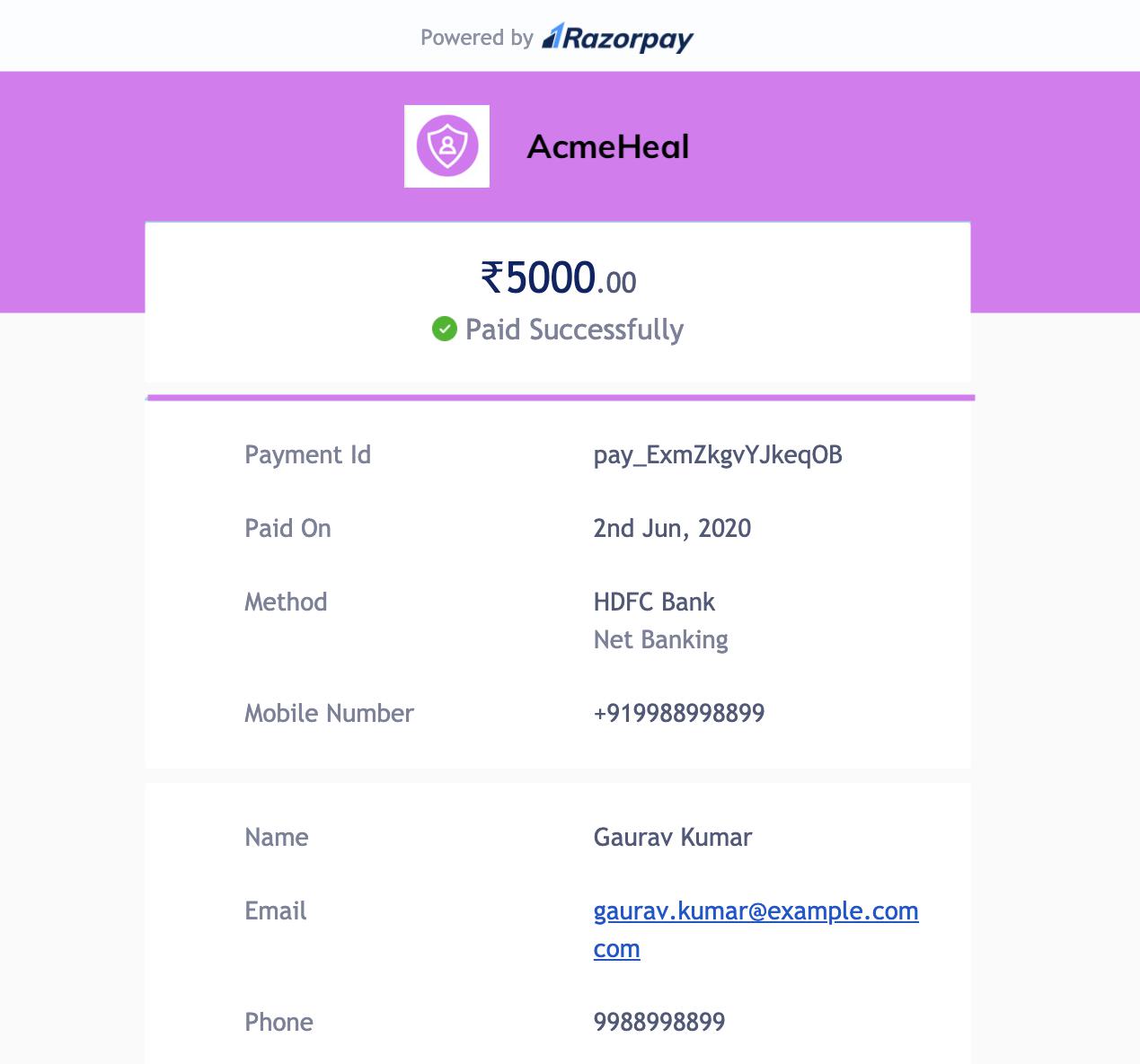 Payment Receipt