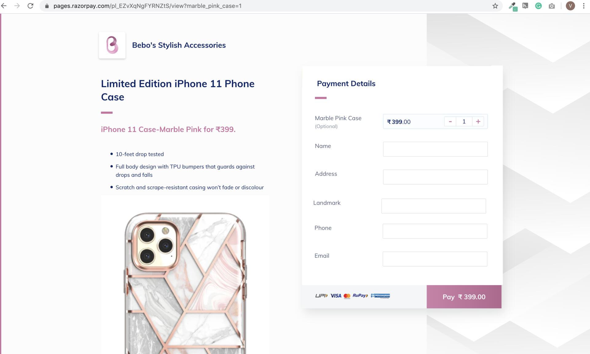 Payment Page - Customised Payment Page