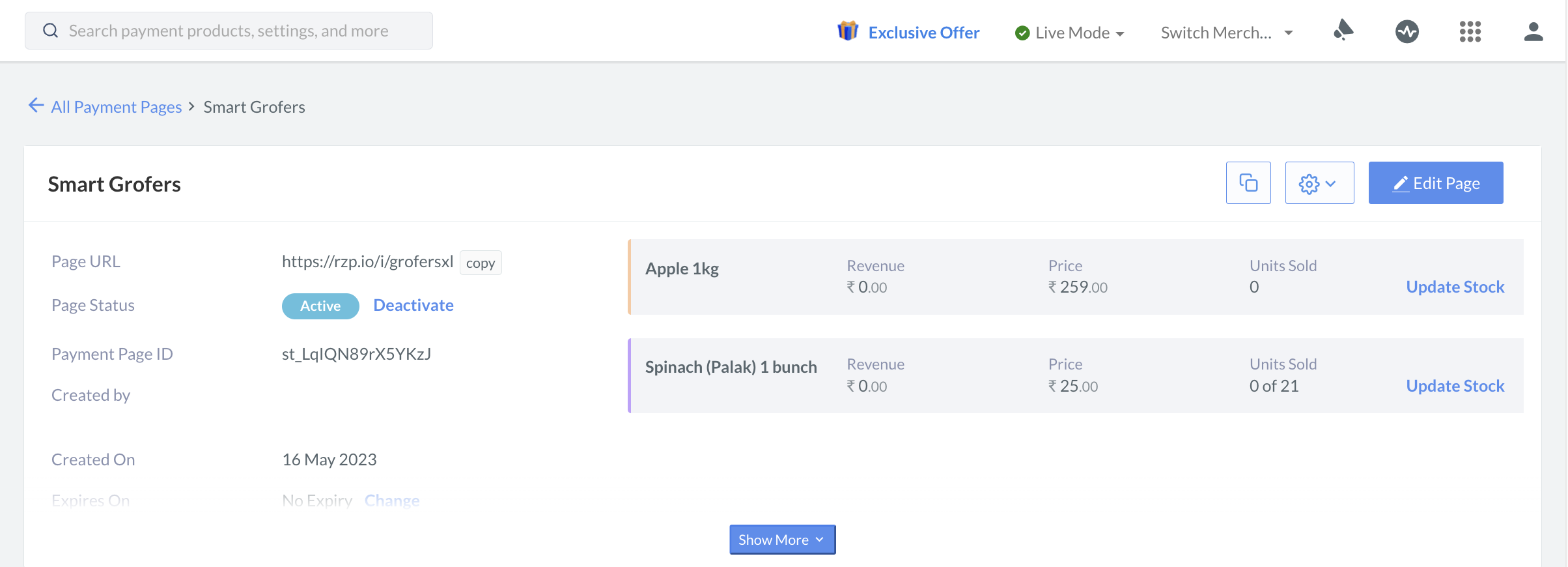 Edit Button - Manage Webstore