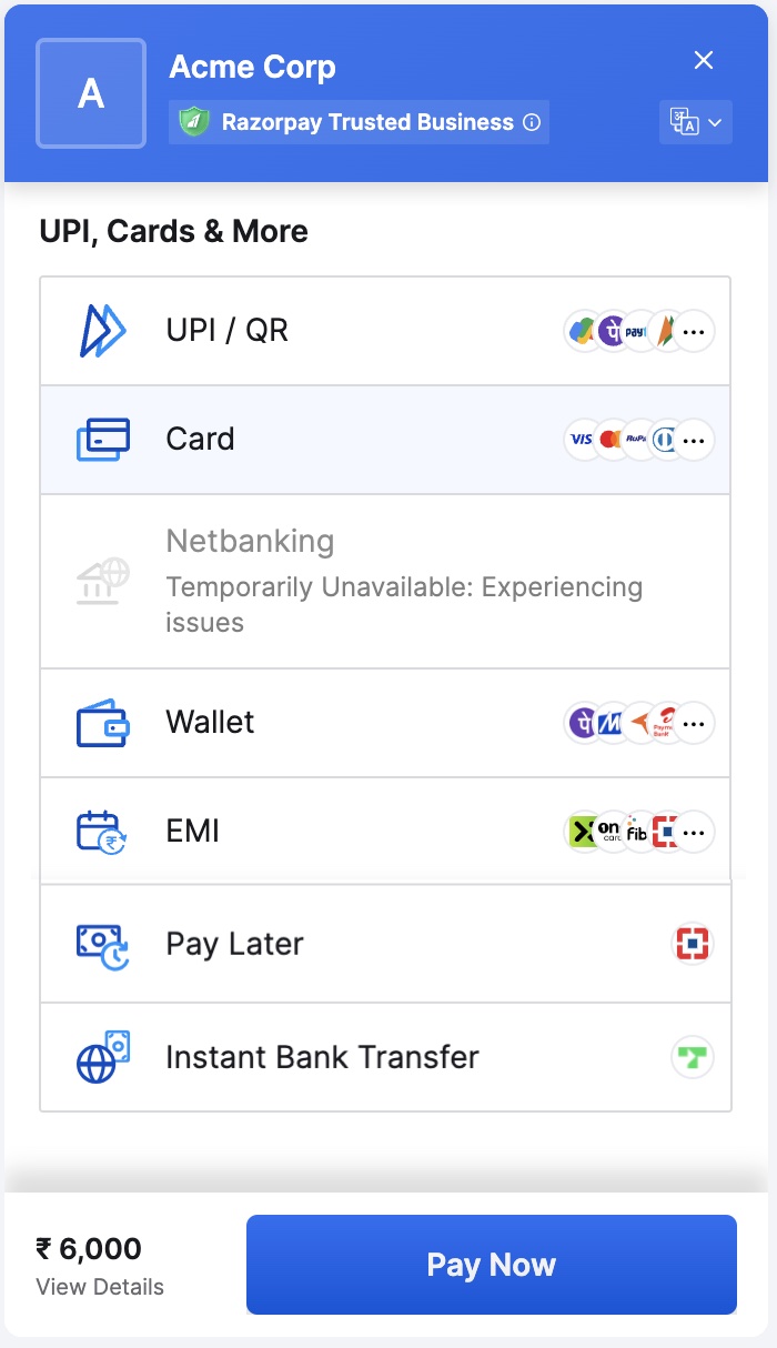 payment instrument in a disabled state