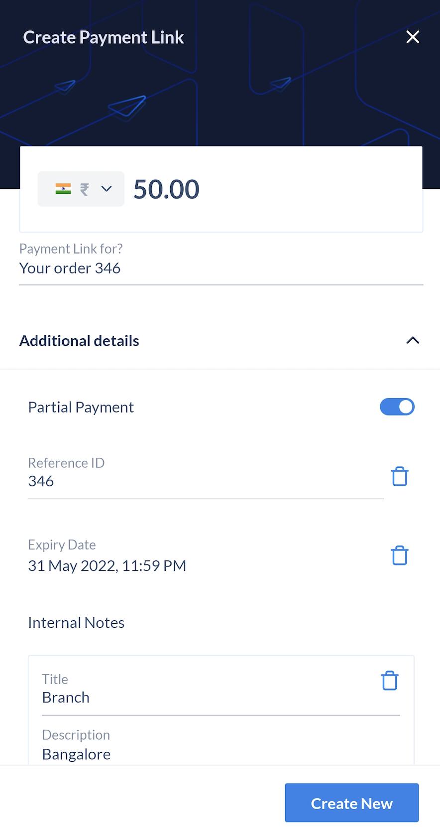 Payment Link Details
