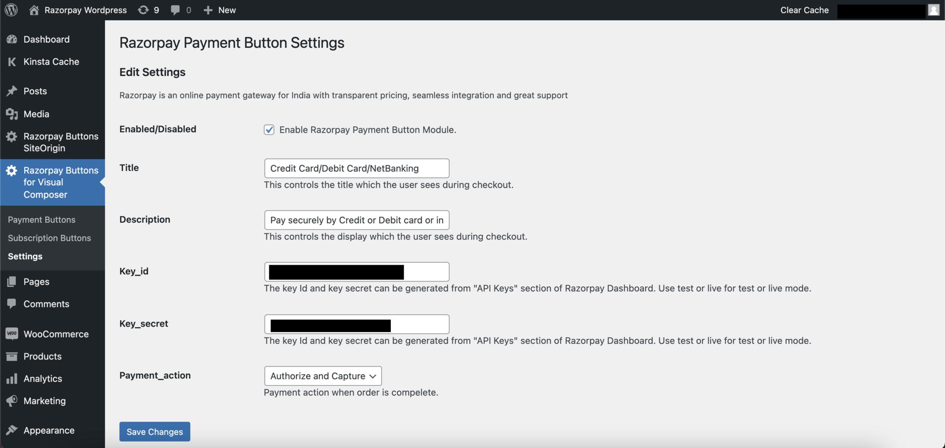 Add Razorpay API Key
