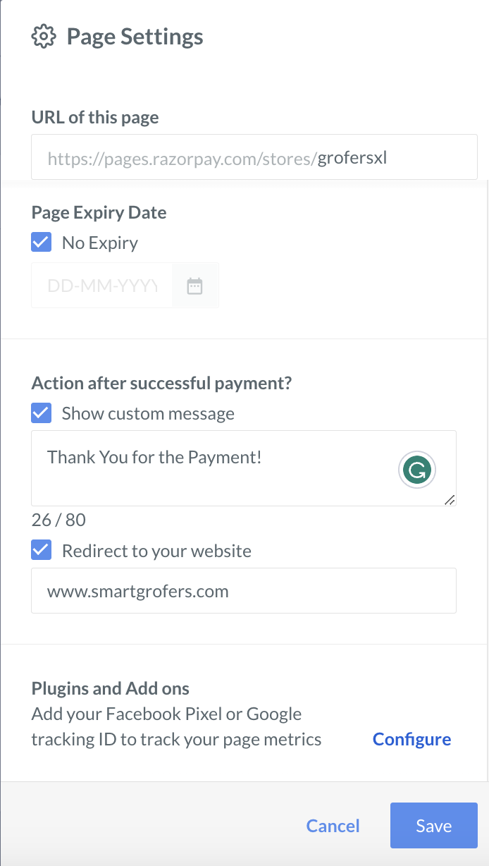 Configure Settings for your Webstore