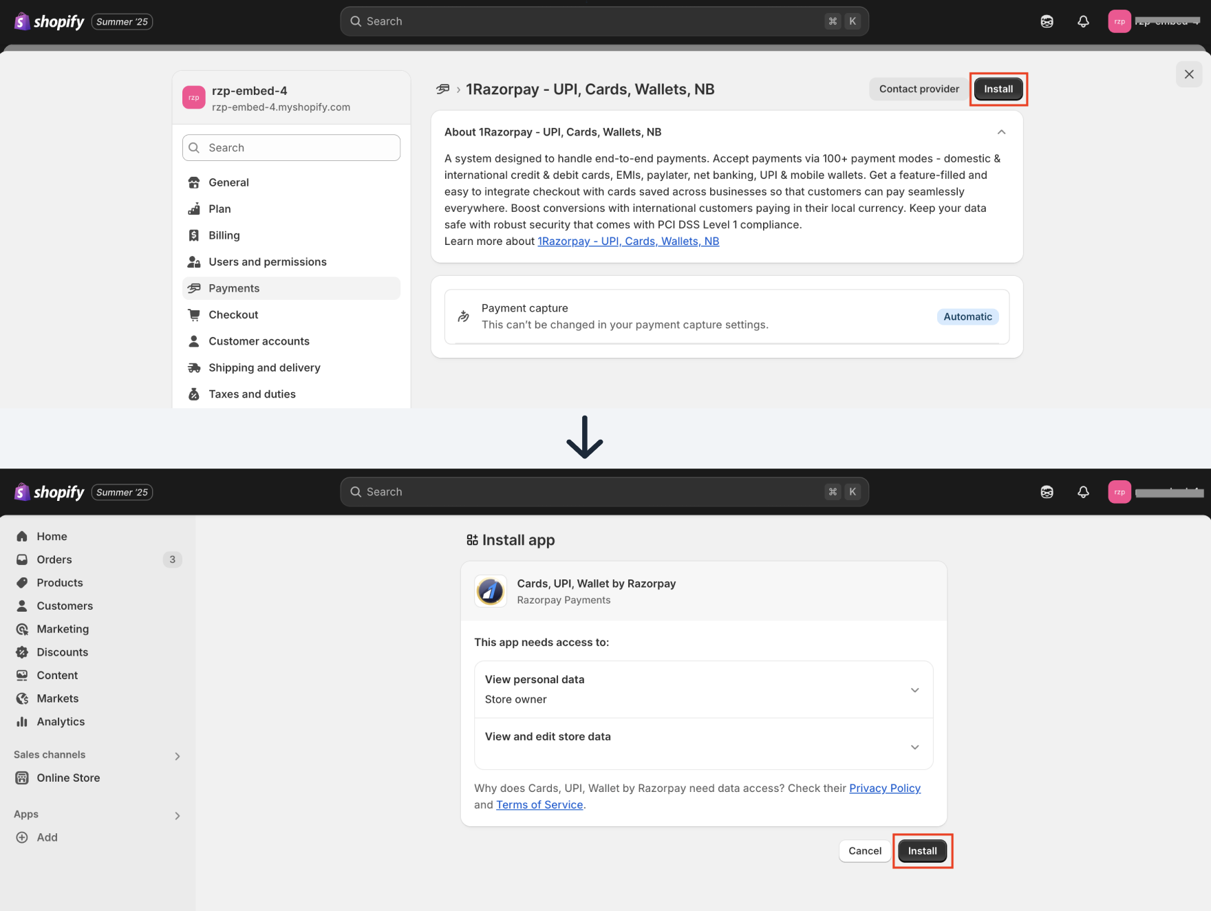 Shopify Install