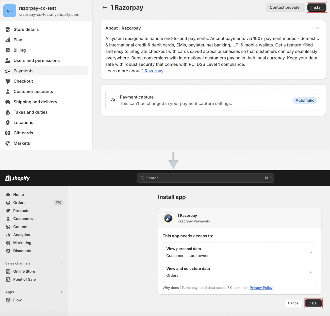 Shopify Install
