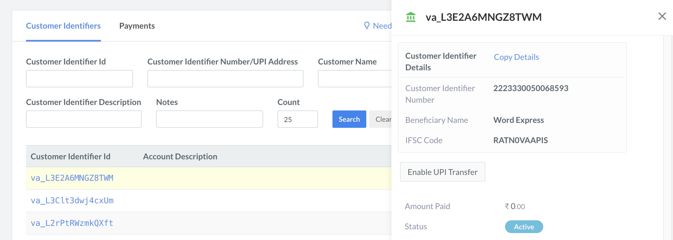 Enable UPI Transfer