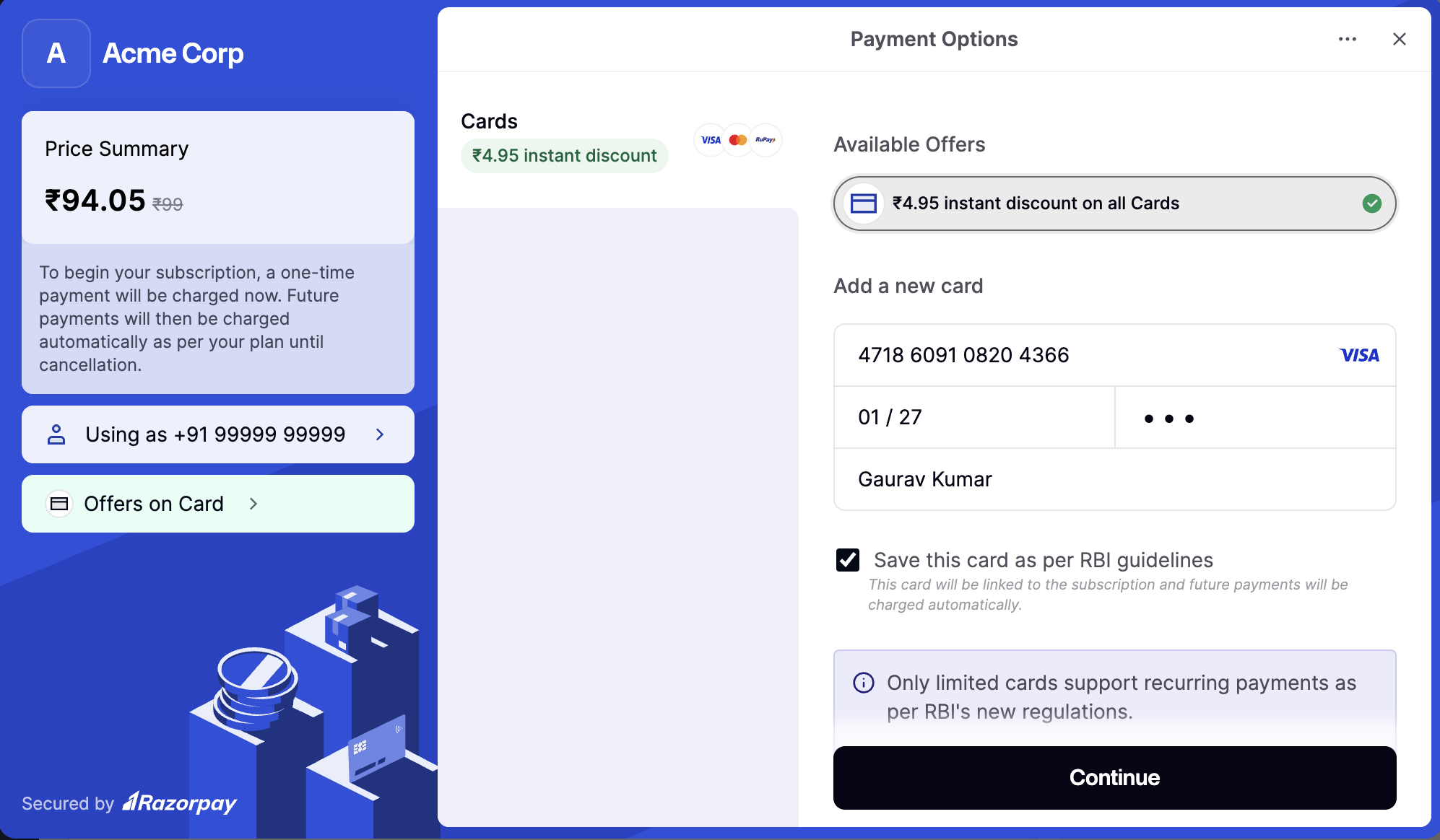 Offer preview on checkout