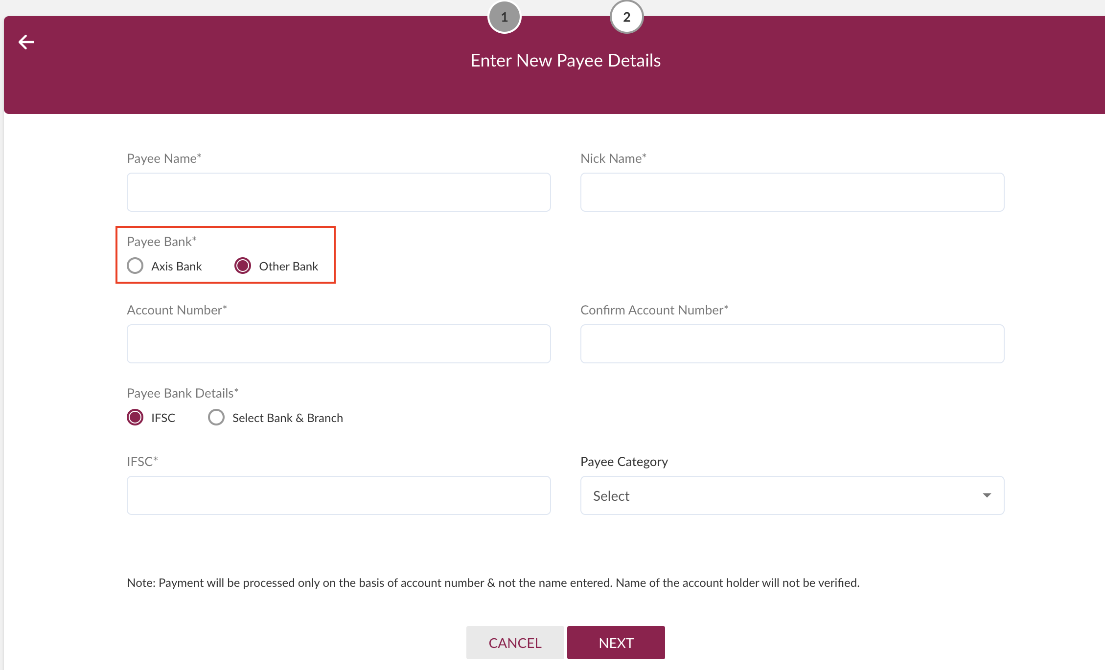 Axis retail banking Payroll fund transfer resolution