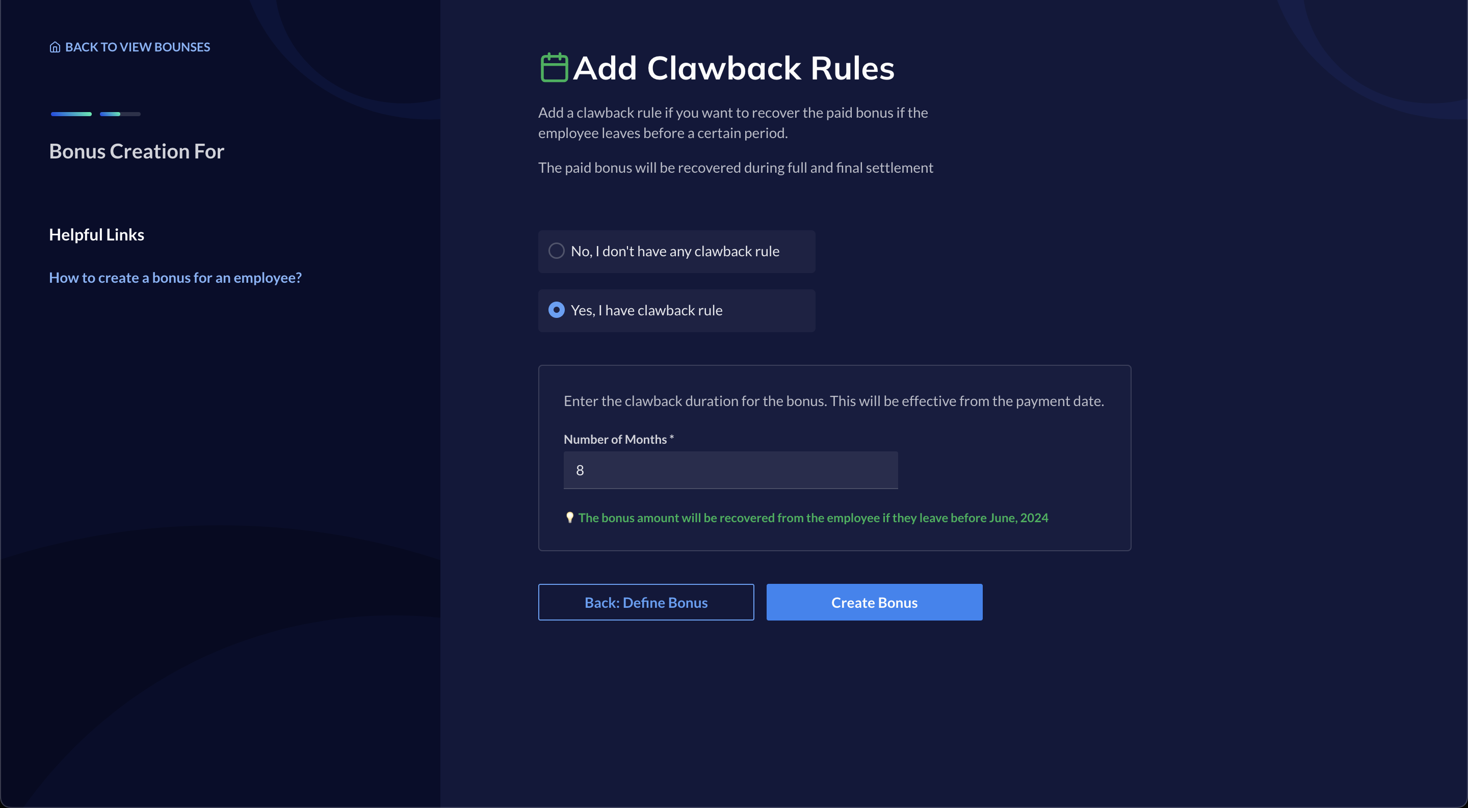Add clawback rule for bonus in RazorpayX Payroll