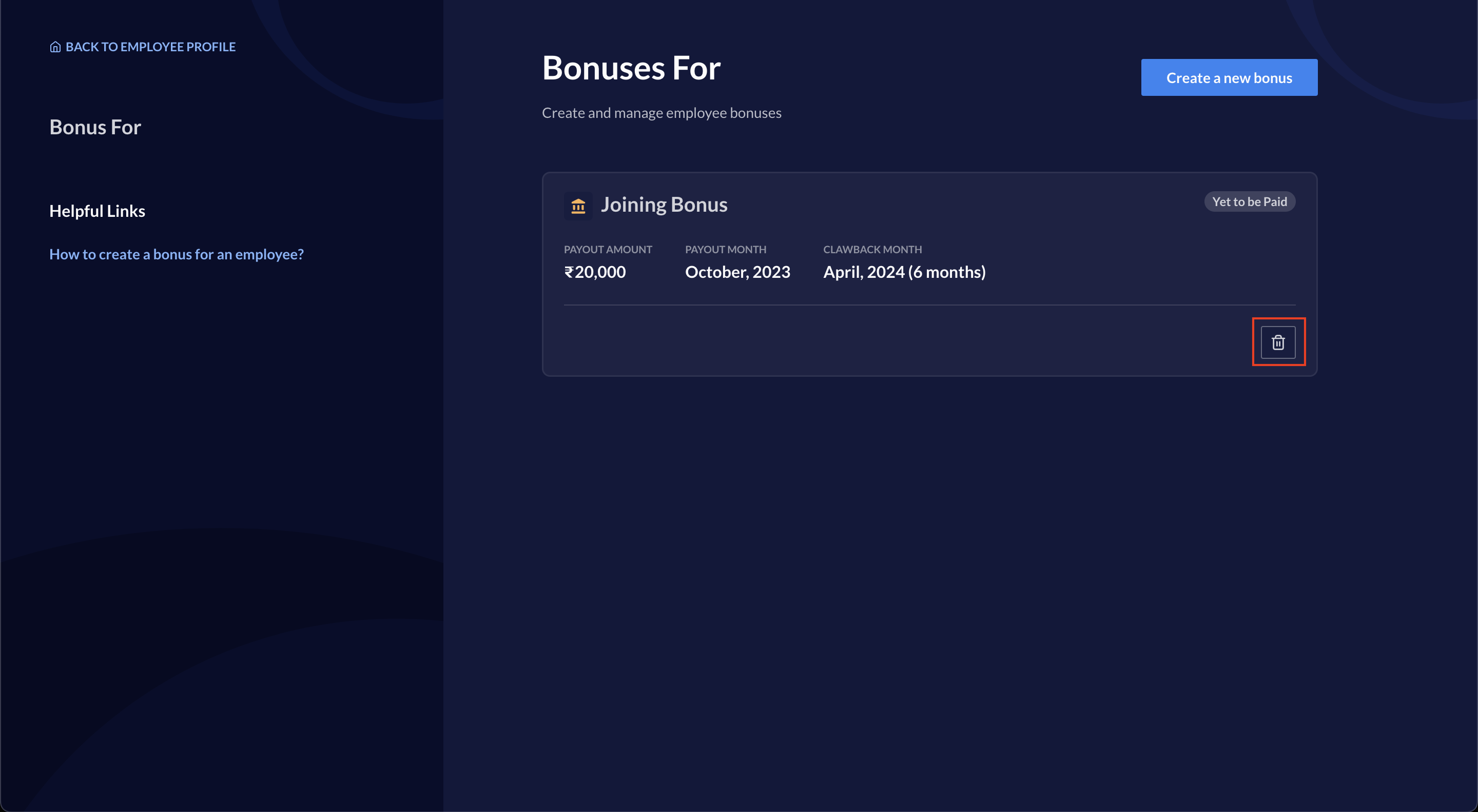 Delete bonus in Payroll