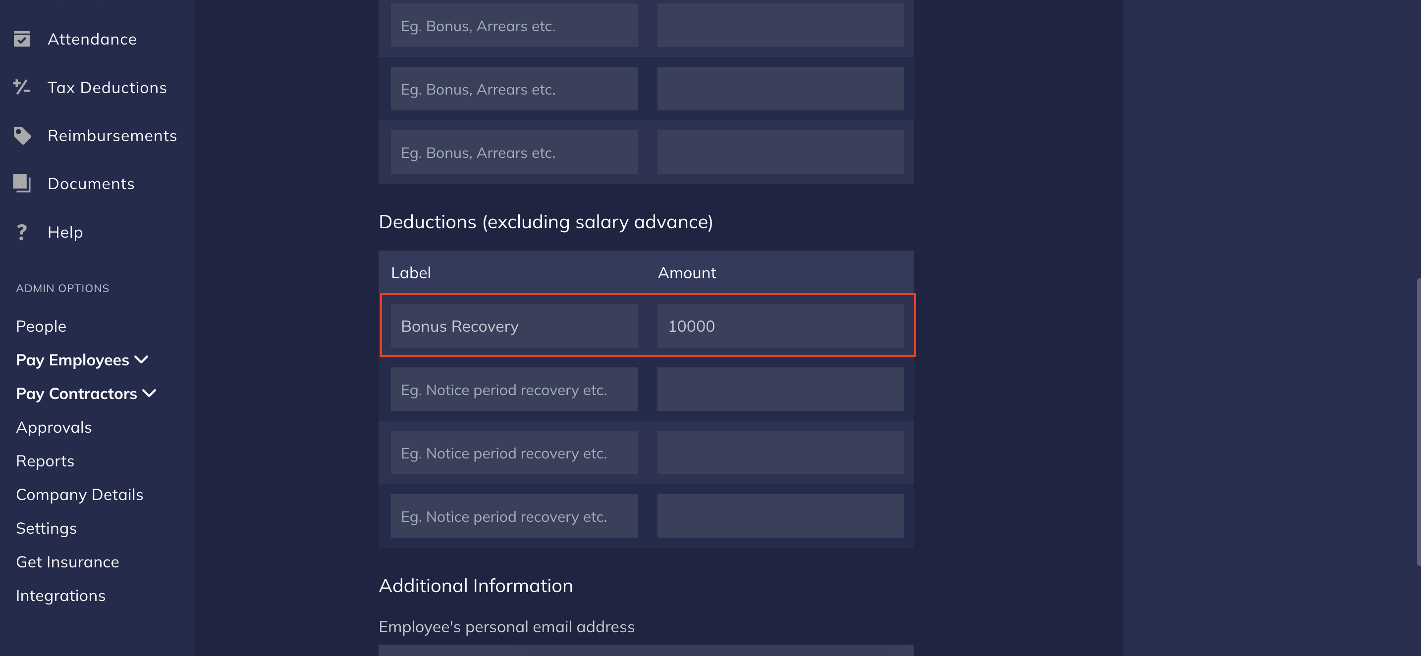 Full & Final Settlement bonus deduction