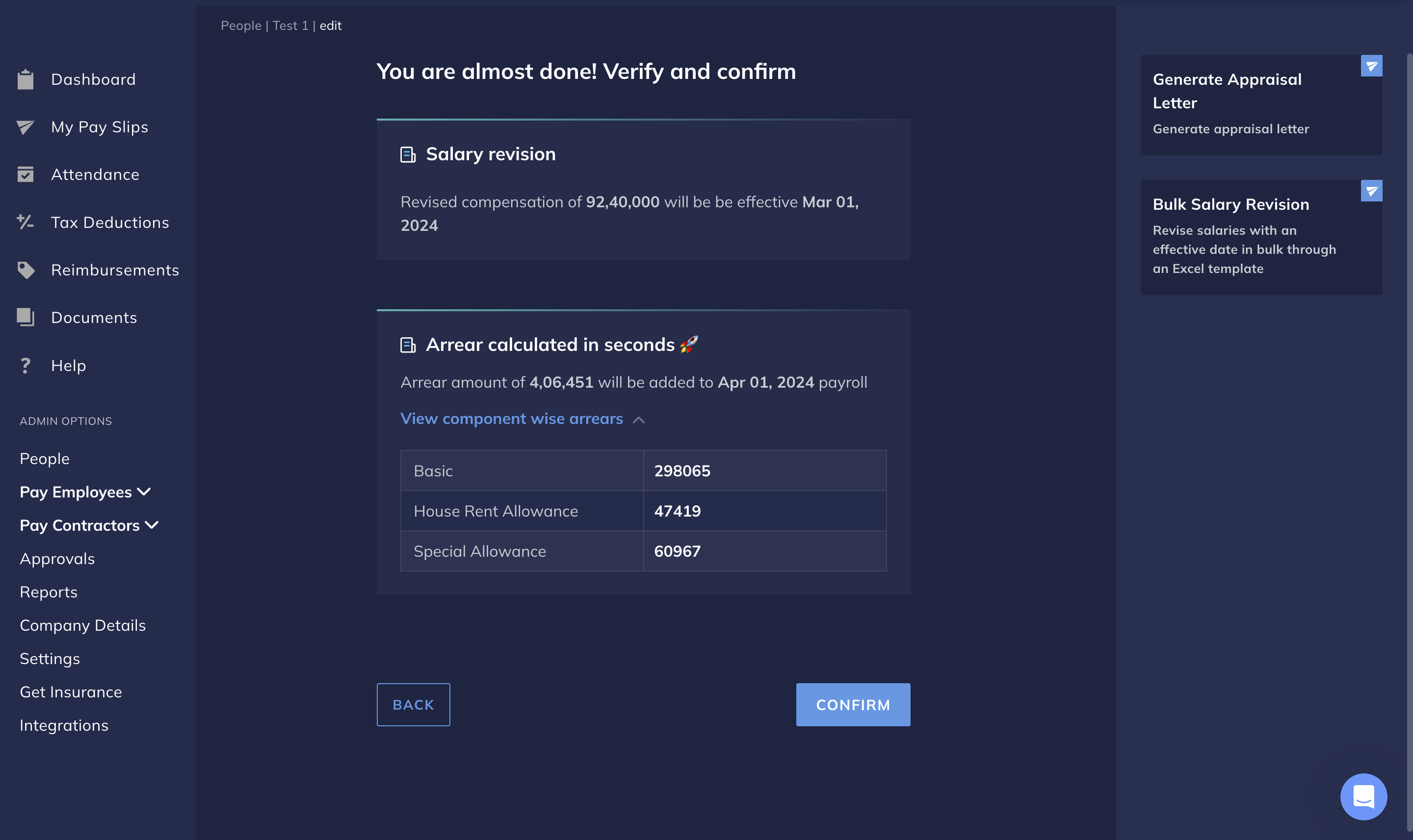 RazorpayX Payroll pay salary revision arrears