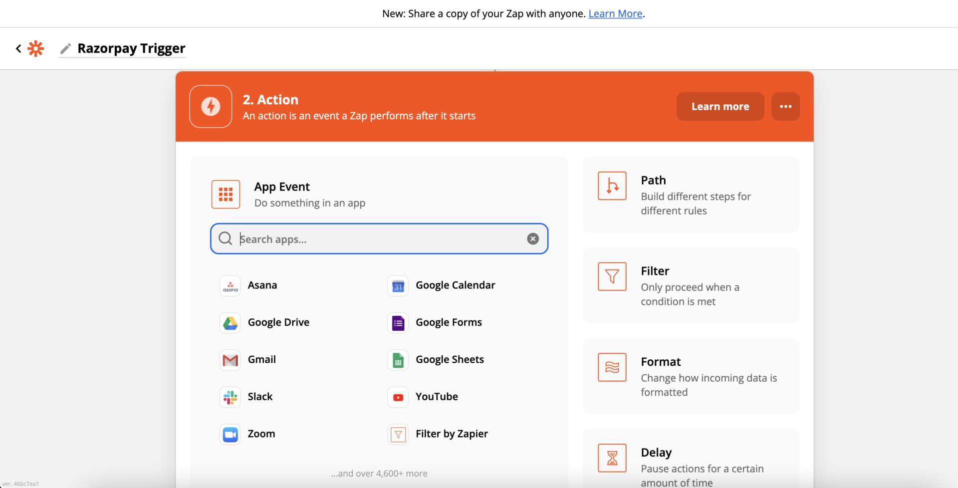 Zapier App  Options